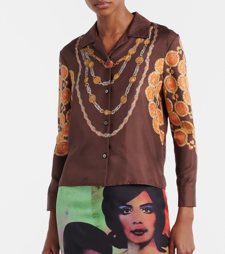  Versace Versace Bedrucktes Cropped-hemd Aus Seiden-twill 