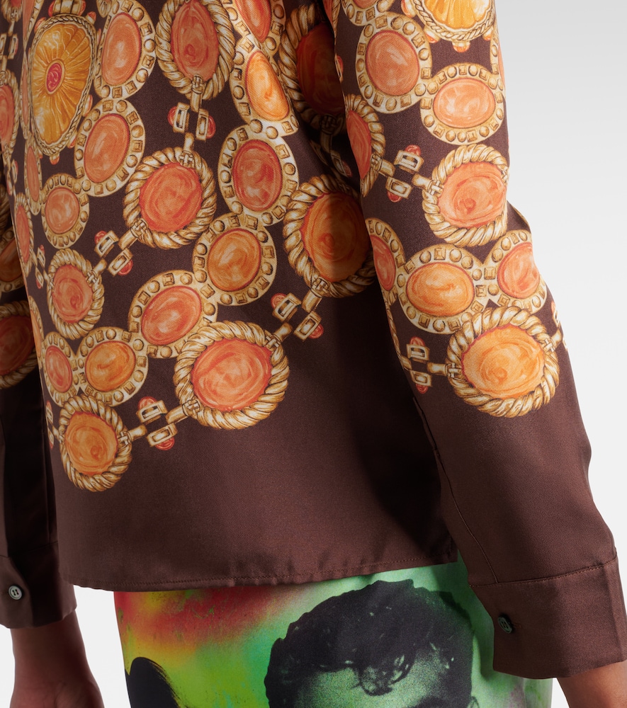  Versace Versace Bedrucktes Cropped-hemd Aus Seiden-twill 
