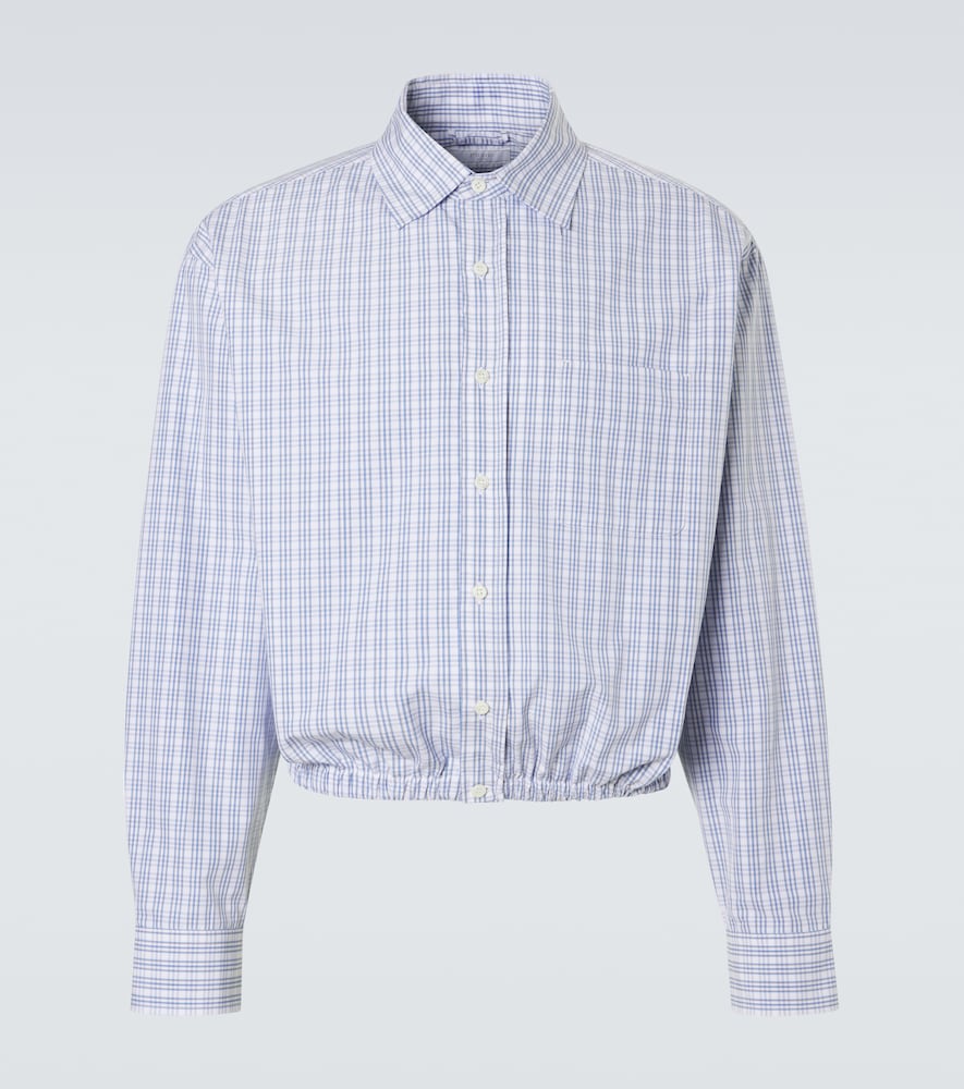 Prada Checked gathered cotton shirt
