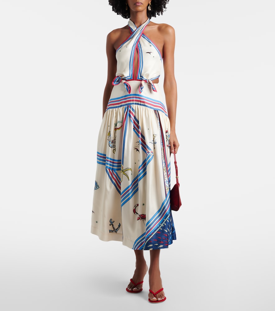 Alémais Apollo cutout printed silk midi dress