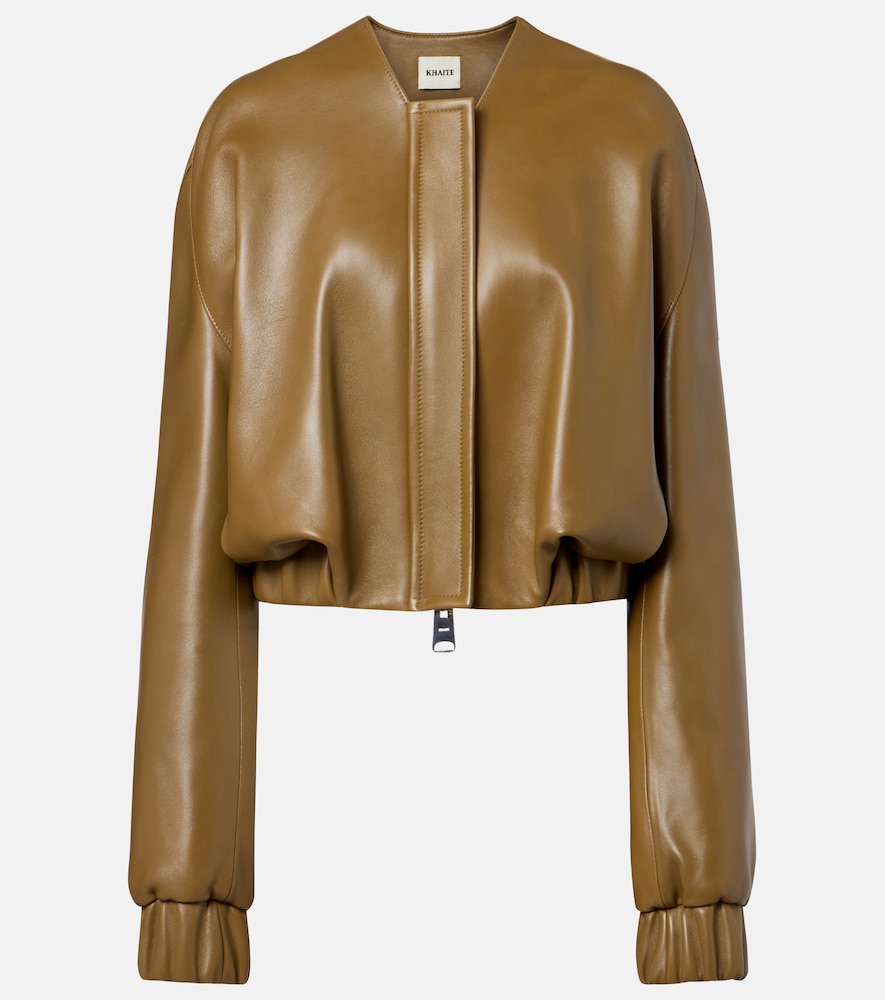 Khaite Women's Green Cordan Leather Jacket UK Size 16 - Mytheresa