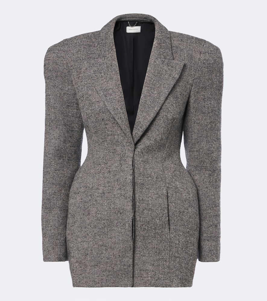 Abito blazer in misto lana a spina di pesce