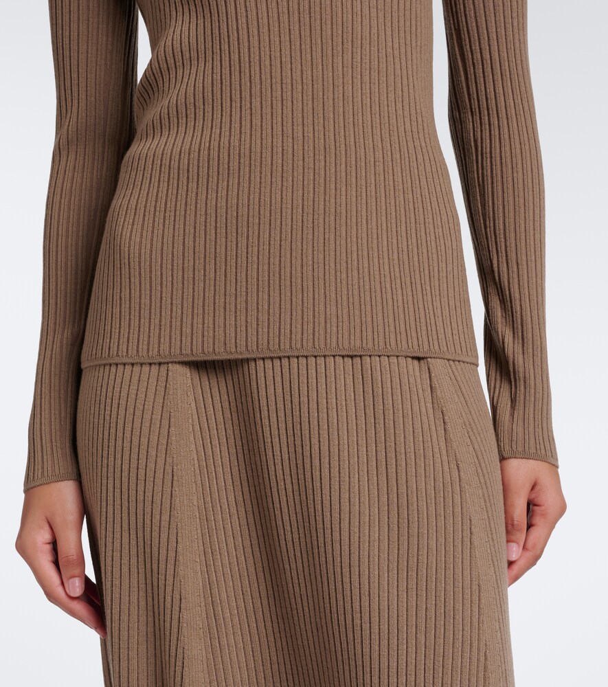 Ribbed-Knit Wool-Blend Polo Sweater