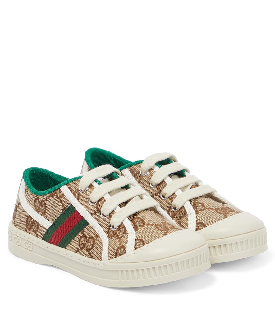 Click to view more detailed imagery on our partner's website Gucci Babies' Tennis 1977 Canvas Sneakers In Brown