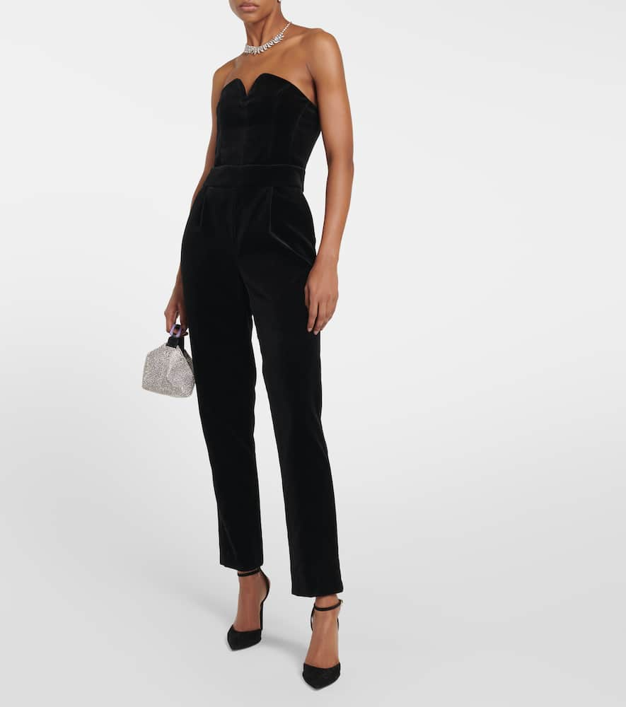 Shop Blazé Milano Clyde Velvet Jumpsuit In Black