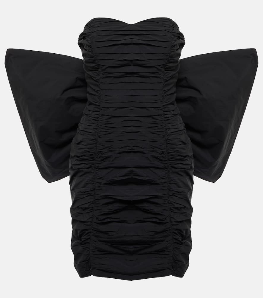 Rotate Birger Christensen Catalina Bow-detailed Recycled-taffeta Mini Dress In Black