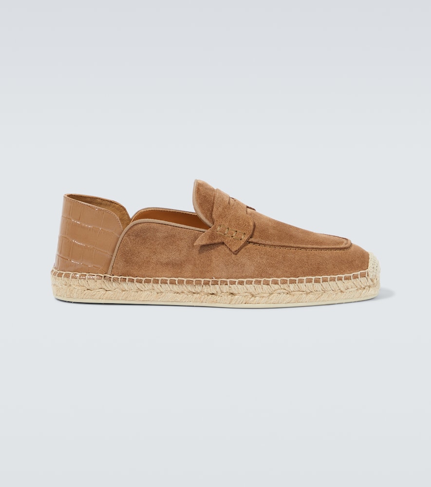 Shop Christian Louboutin Paquepapa No Back Suede Espadrilles In Beige