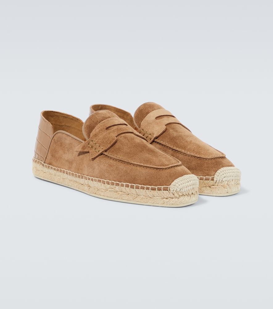 Shop Christian Louboutin Paquepapa No Back Suede Espadrilles In Beige