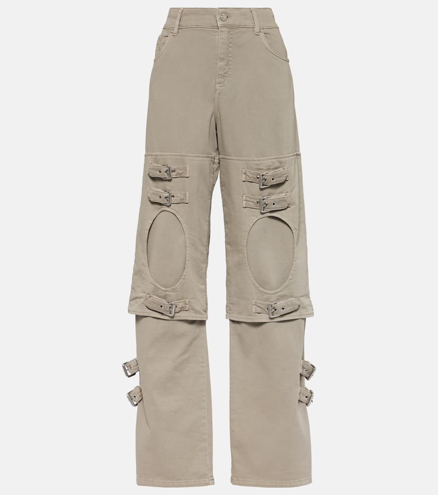 Blumarine Cutout Mid-rise Boyfriend Jeans In Beige