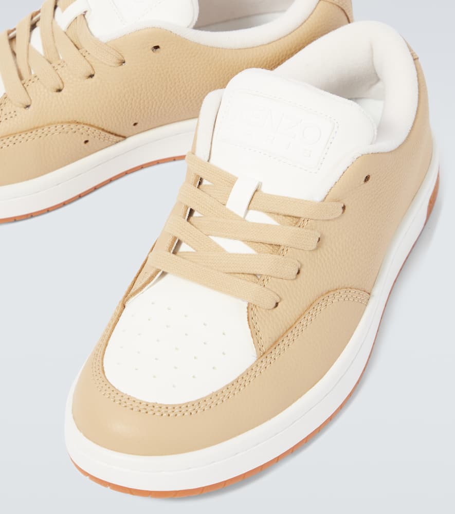 Shop Kenzo Dome Leather Sneakers In Beige