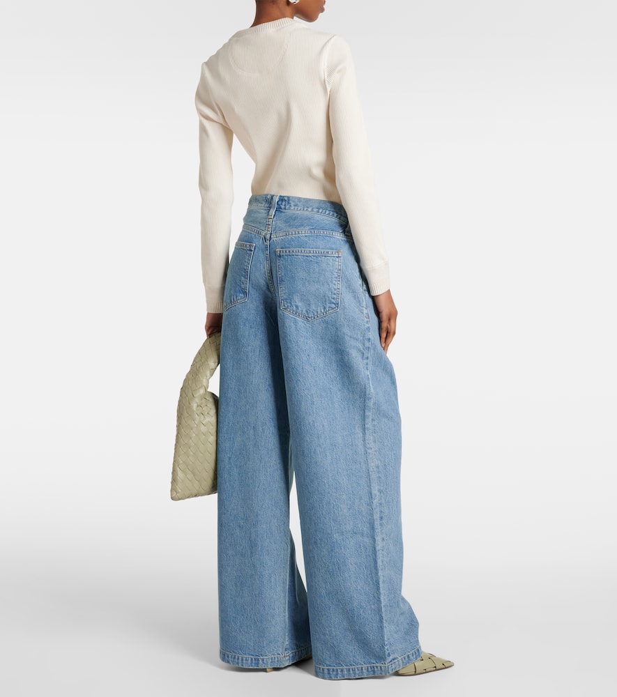 Shop Agolde Ellis Mid-rise Wide-leg Jeans In Blue