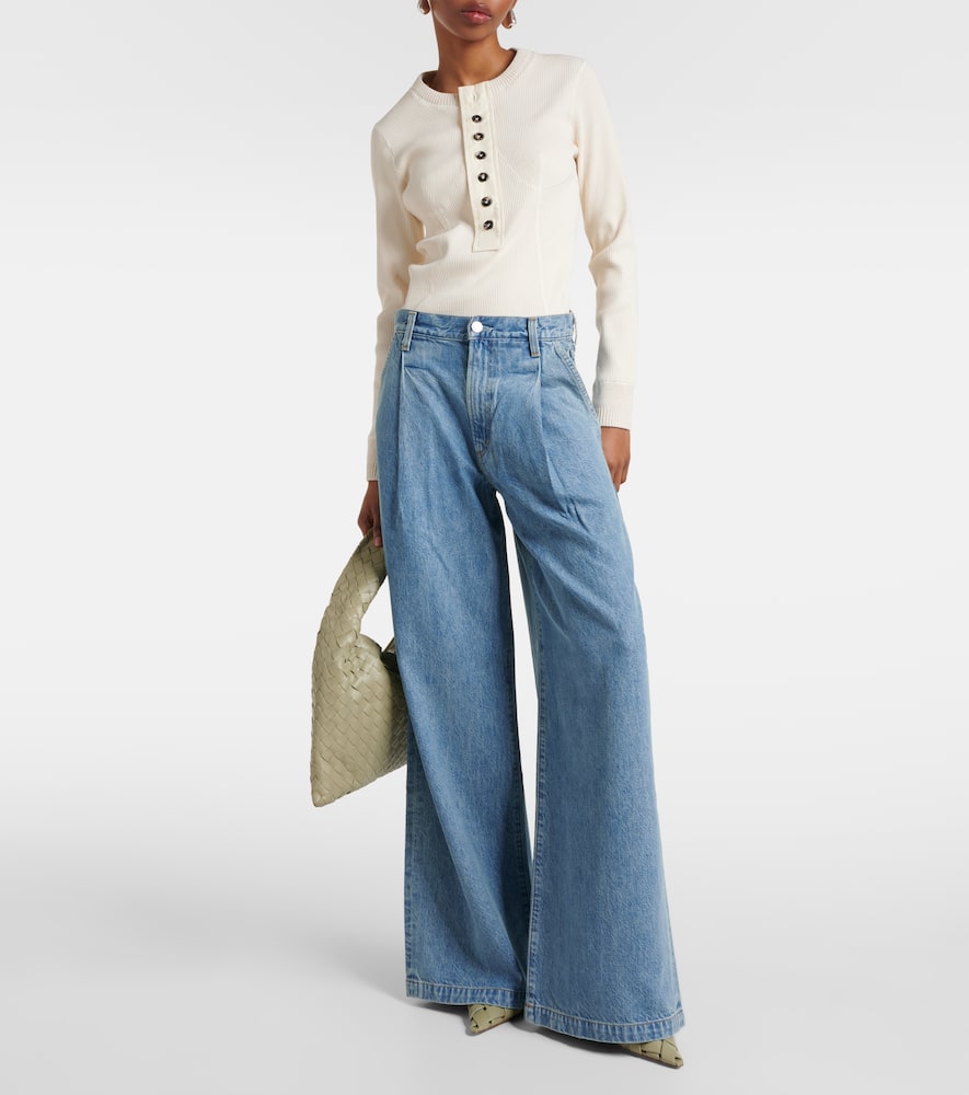 Shop Agolde Ellis Mid-rise Wide-leg Jeans In Blue