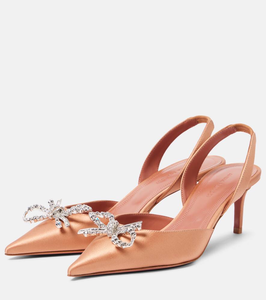 Amina Muaddi Rosie 60 Satin Slingback Pumps In Beige