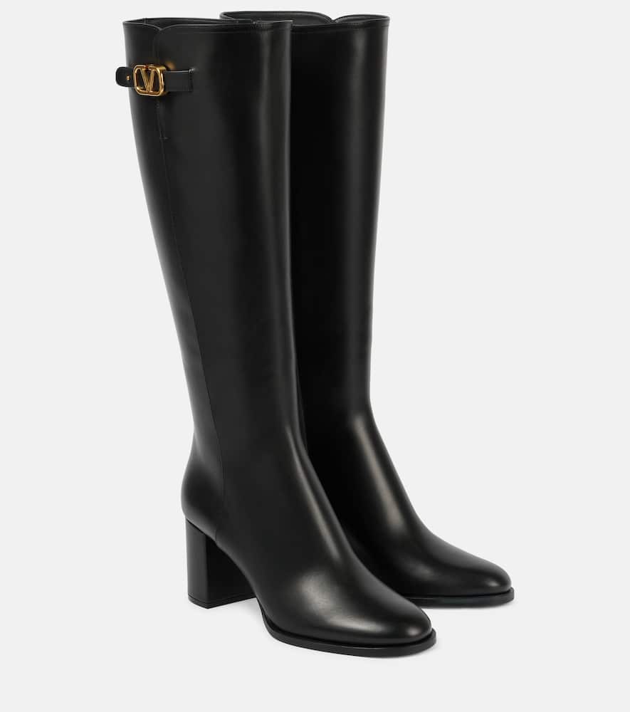 VLogo Signature leather knee-high boots