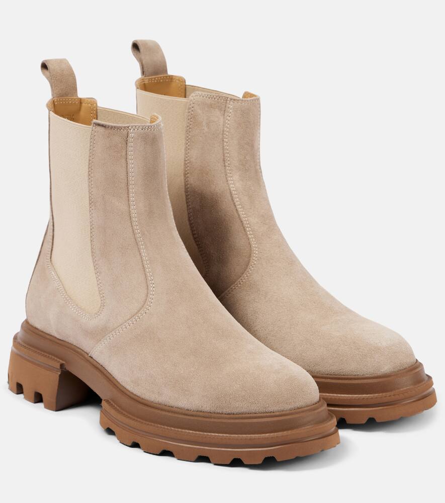 Shop Hogan Sonia Suede Chelsea Boots In Beige