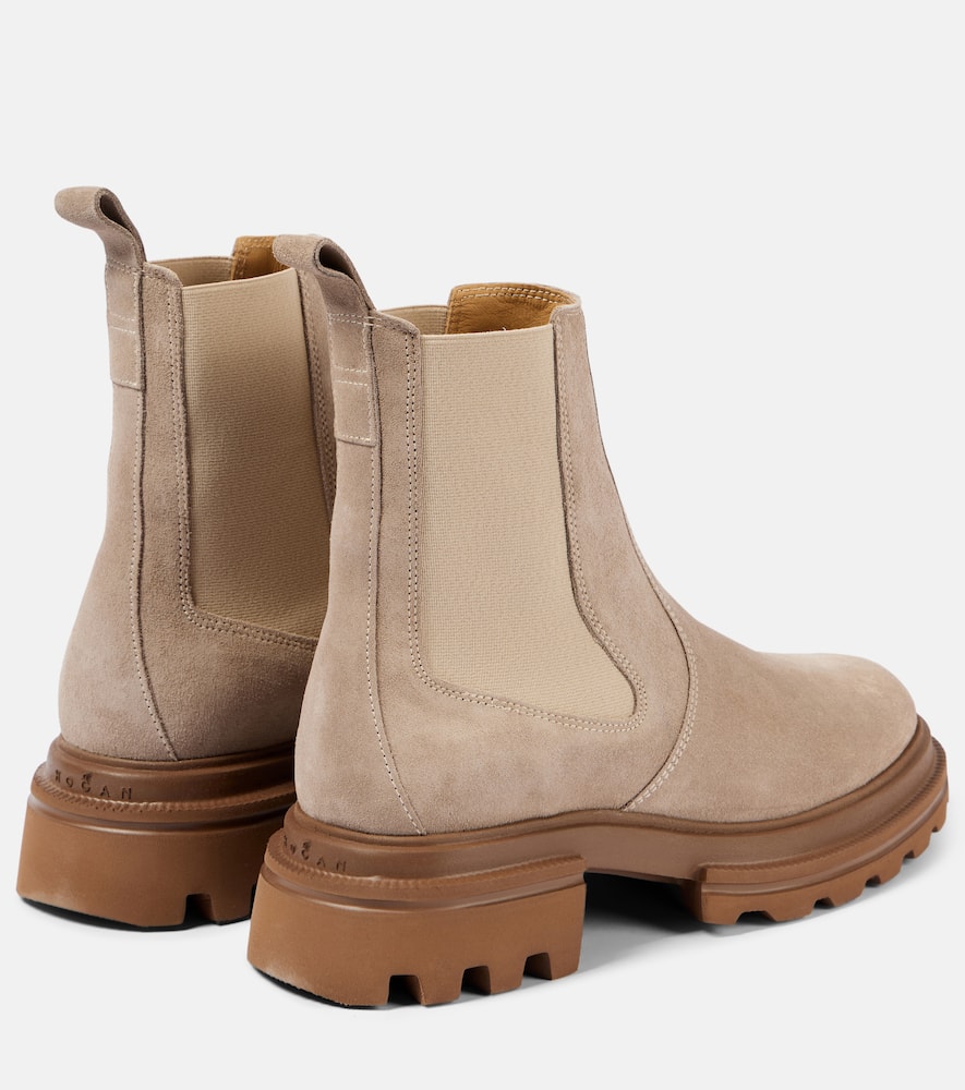Shop Hogan Sonia Suede Chelsea Boots In Beige