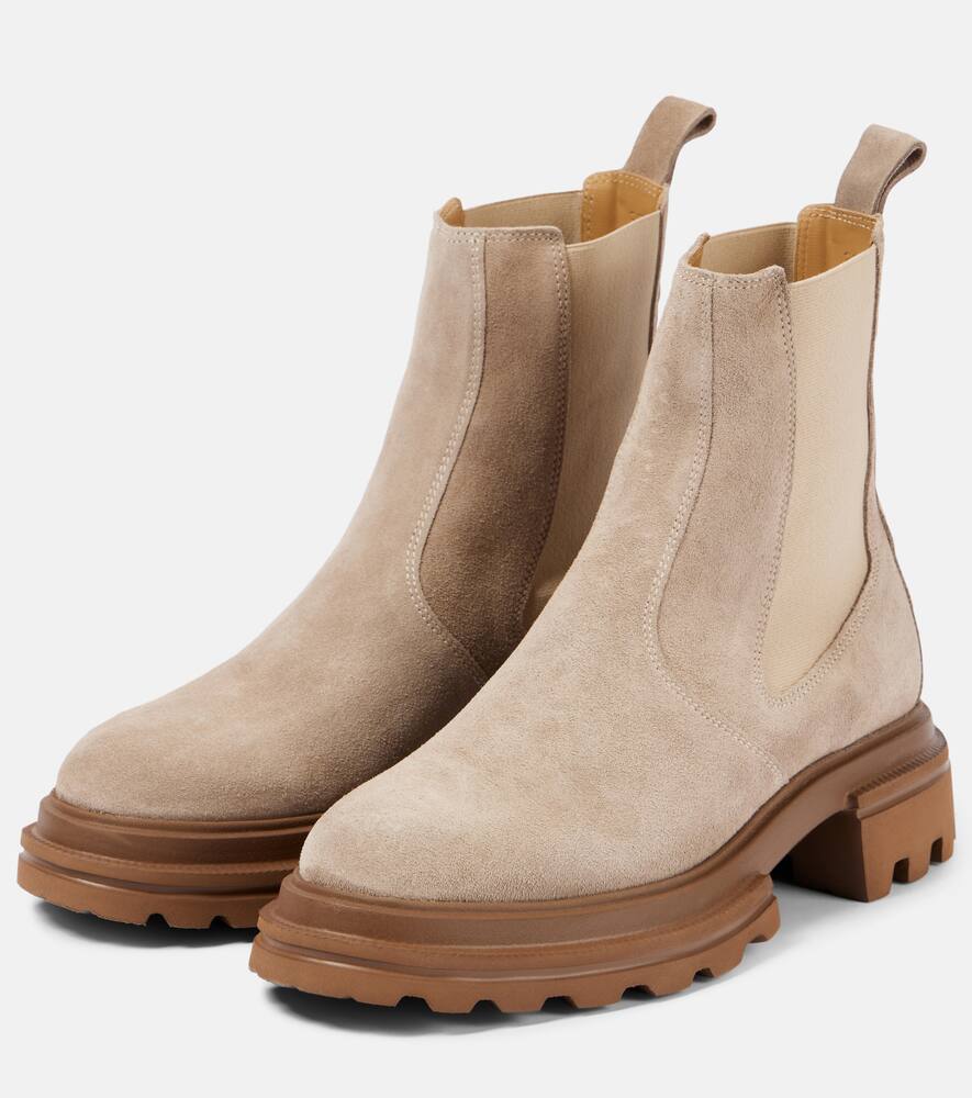 Shop Hogan Sonia Suede Chelsea Boots In Beige