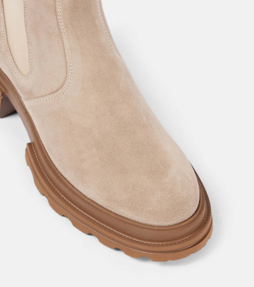 Shop Hogan Sonia Suede Chelsea Boots In Beige