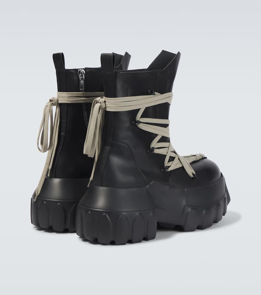 Rick Owens Megalace Mega Tractor Lace-up Boots In Black/black