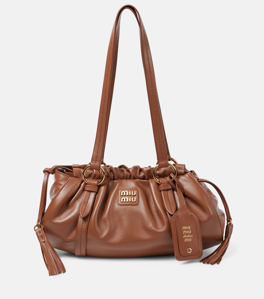 Miu Miu Joie Leather Shoulder Bag In Brown