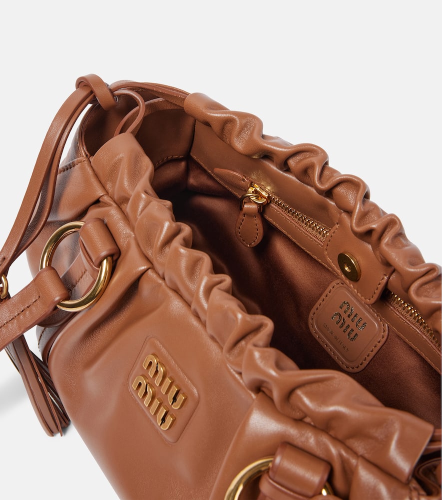 Miu Miu Joie Leather Shoulder Bag In Brown
