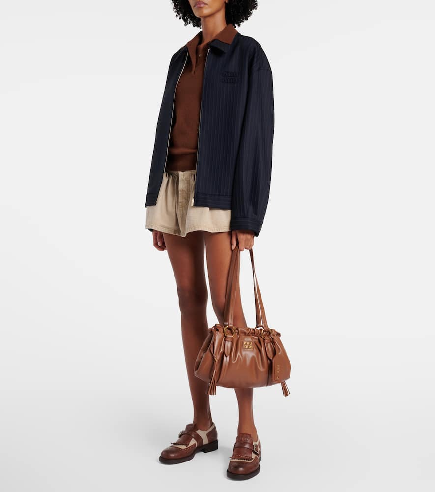 Miu Miu Joie Leather Shoulder Bag In Brown