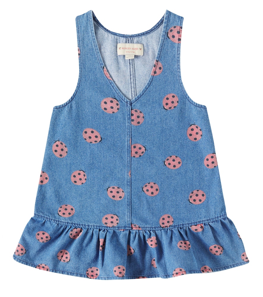 Konges Slojd Magot Printed Denim Dress In Blue