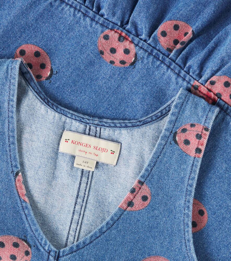 Konges Slojd Magot Printed Denim Dress In Blue