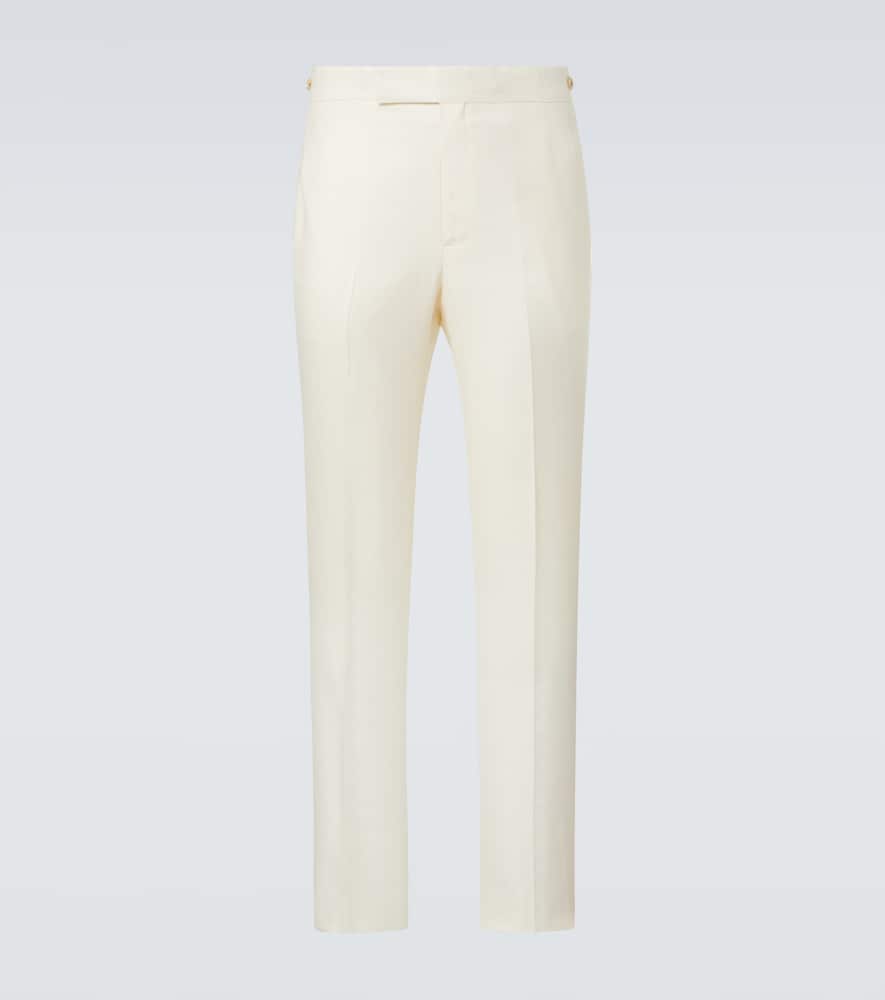 Gabriela Hearst Flat Front Wool, Silk And Linen Suit Pants In White