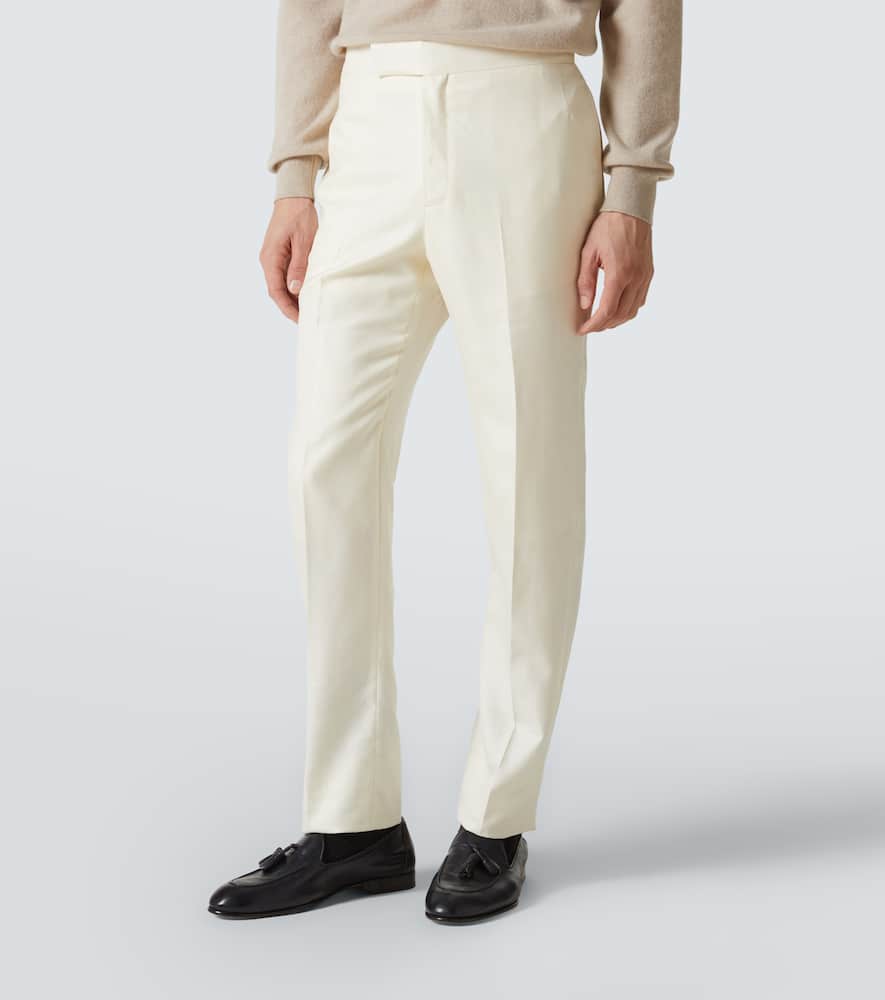 Gabriela Hearst Flat Front Wool, Silk And Linen Suit Pants In White