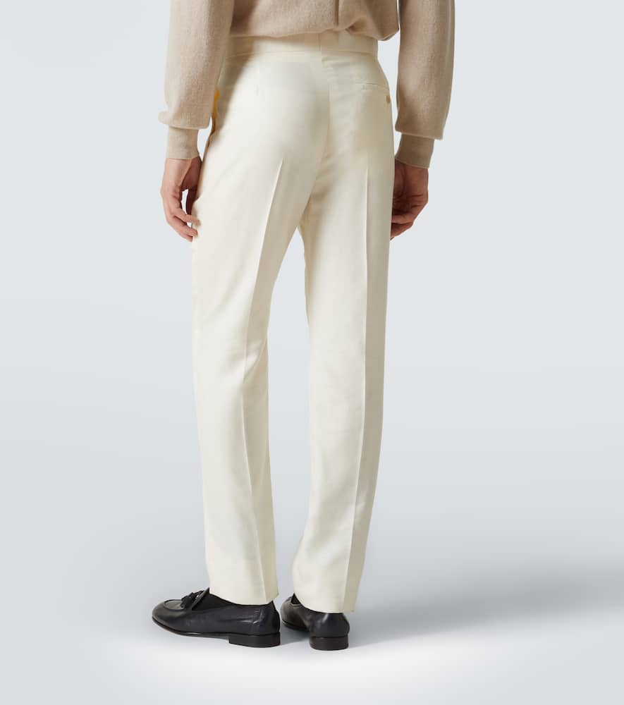 Gabriela Hearst Flat Front Wool, Silk And Linen Suit Pants In White