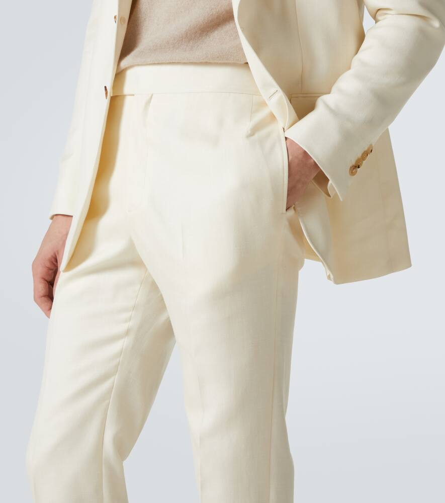 Gabriela Hearst Flat Front Wool, Silk And Linen Suit Pants In White