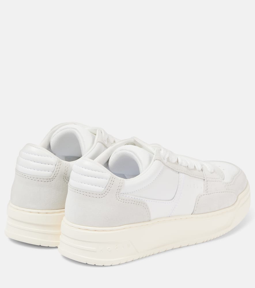 Hogan Perforated Toe Rubber Sole Suede Panels Sneakers In White