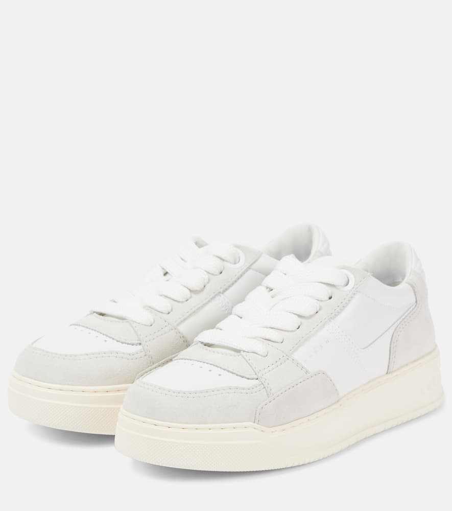 Hogan Perforated Toe Rubber Sole Suede Panels Sneakers In White