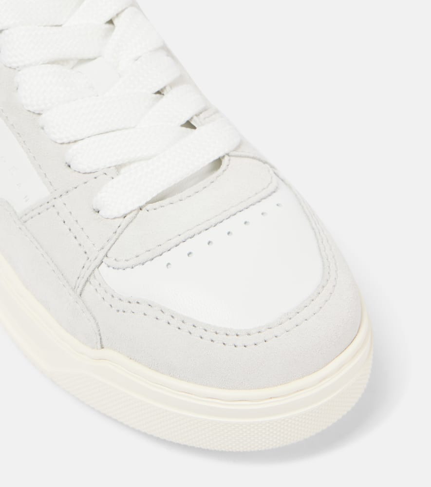 Hogan Perforated Toe Rubber Sole Suede Panels Sneakers In White