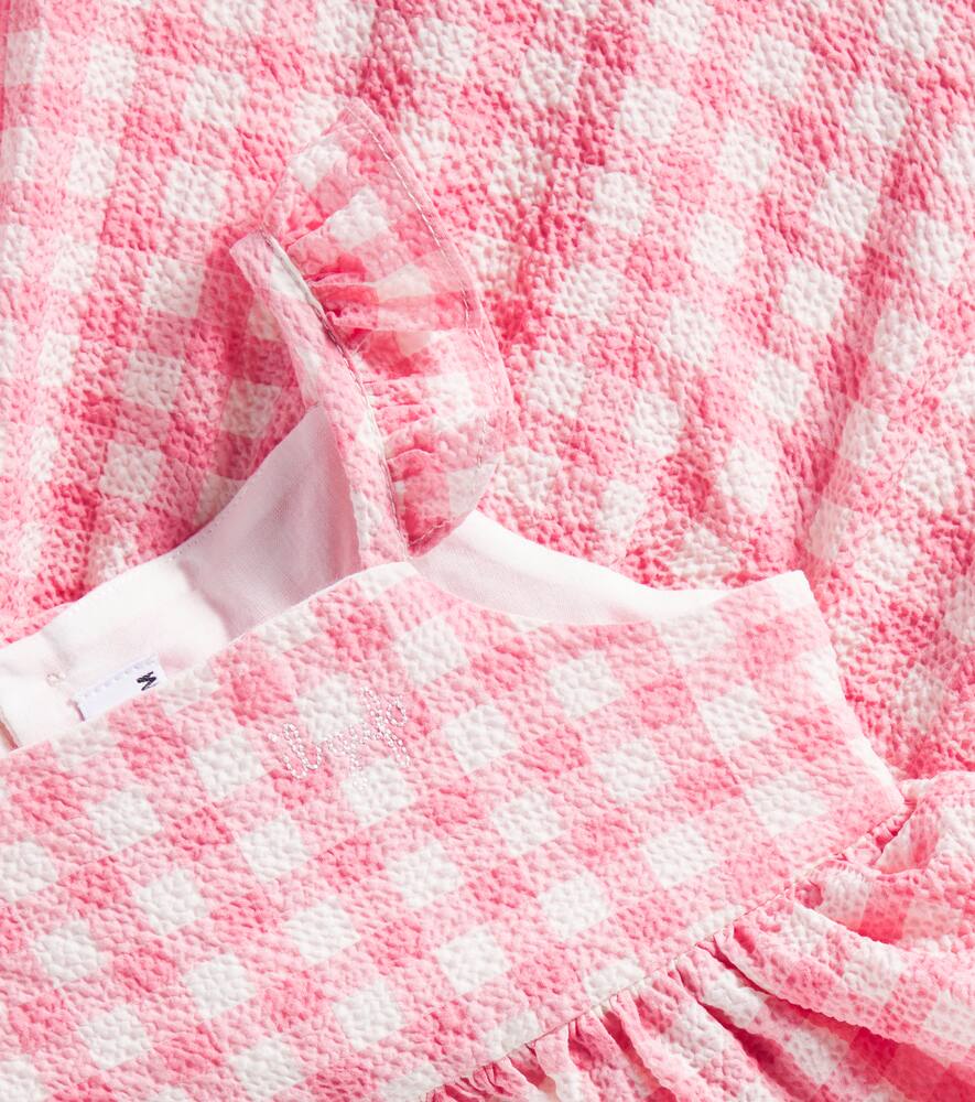 Il Gufo Baby Gingham Cotton-blend Dress In Pink