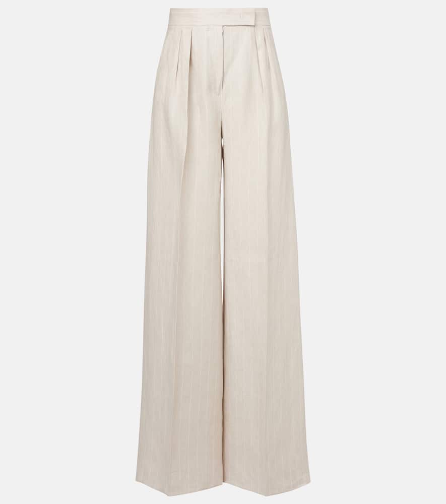 Max Mara Rauche High-rise Linen Wide-leg Pants In Grey