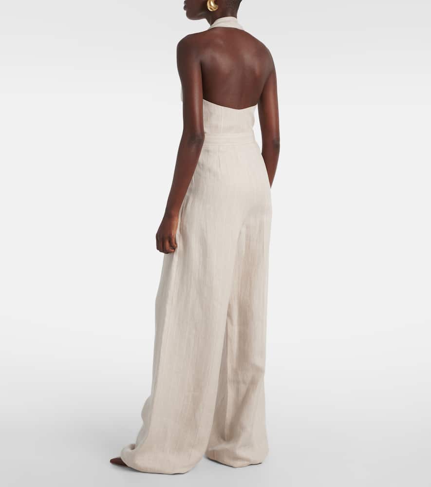 Max Mara Rauche High-rise Linen Wide-leg Pants In Grey