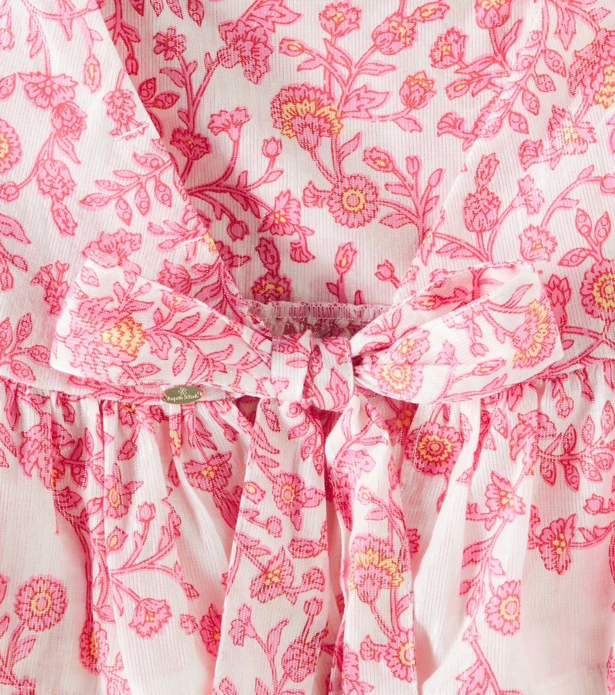 Poupette St Barth Cycas Ruffled Cotton-blend Tank Top In Pink