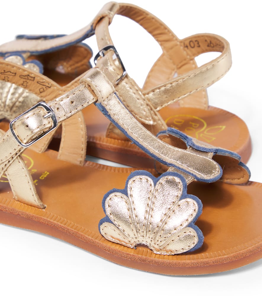Pom D'api Plagette Bloom Metallic Leather Sandals In Multicoloured