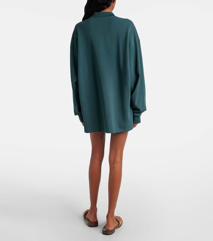 Miu Miu Logo Cotton Piqué Polo Shirt In Green