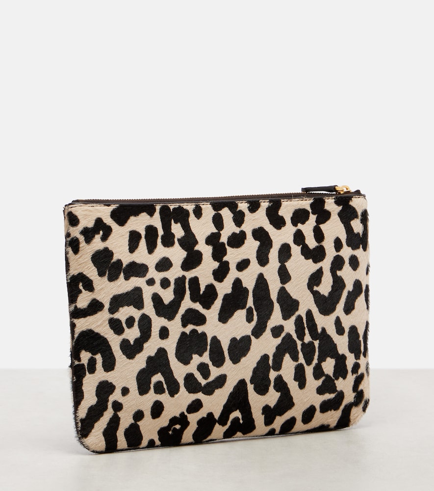 Valentino Vlogo Signature Medium Leopard-print Calf-hair Clutch In Multi