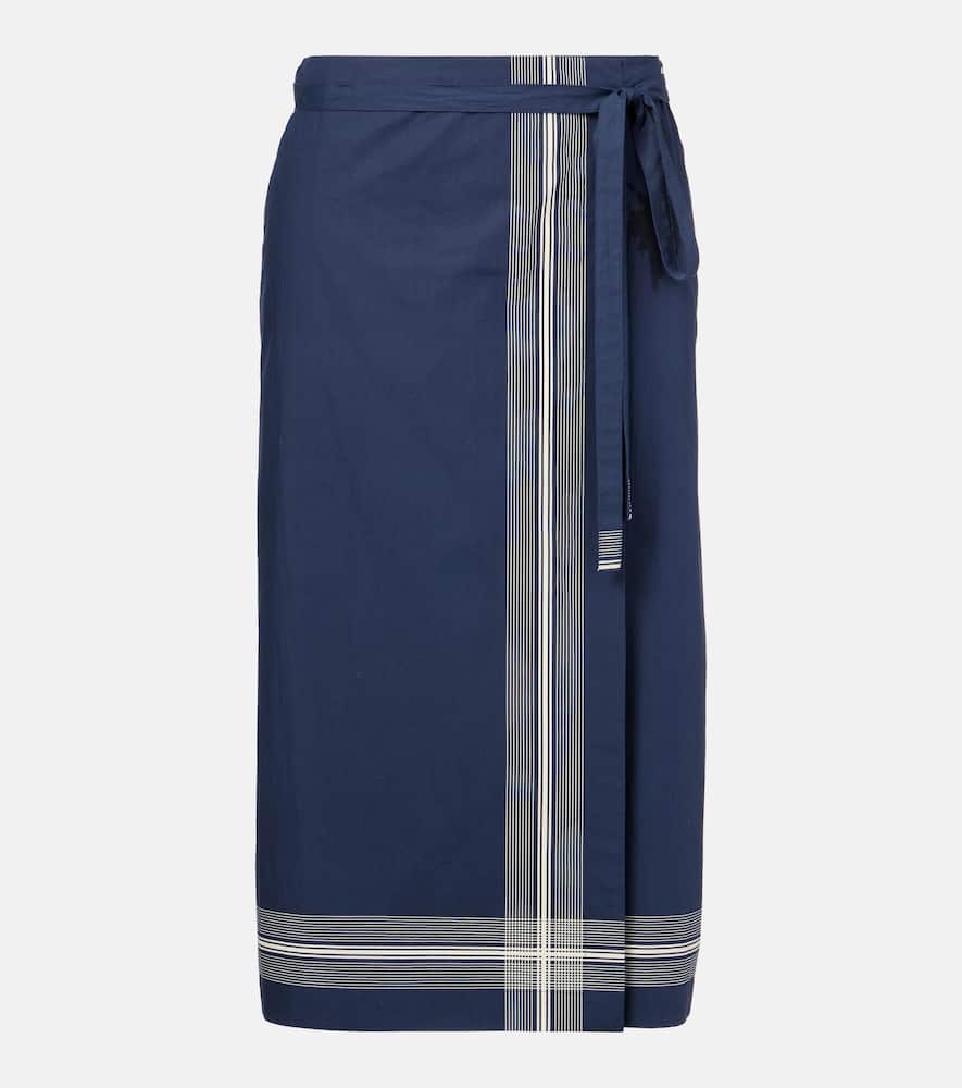 Striped cotton wrap skirt