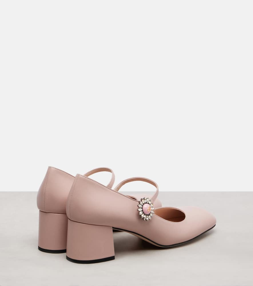 Valentino 55 Embellished Leather Mary Jane Pumps In Pink
