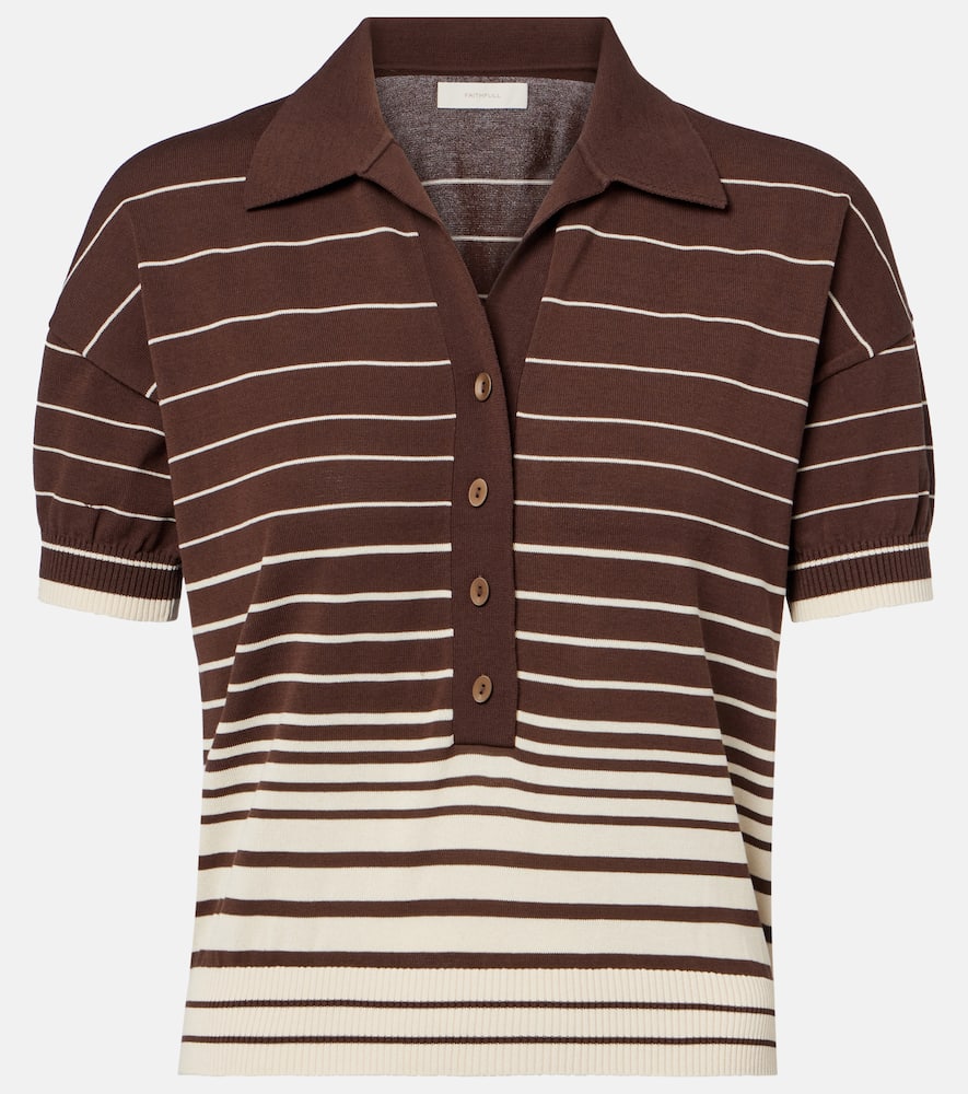Sable striped cotton-blend polo shirt