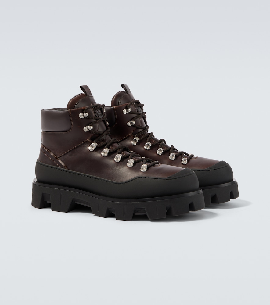 Moncler Grenoble Peak Trek Leather Hiking Boots In Brown