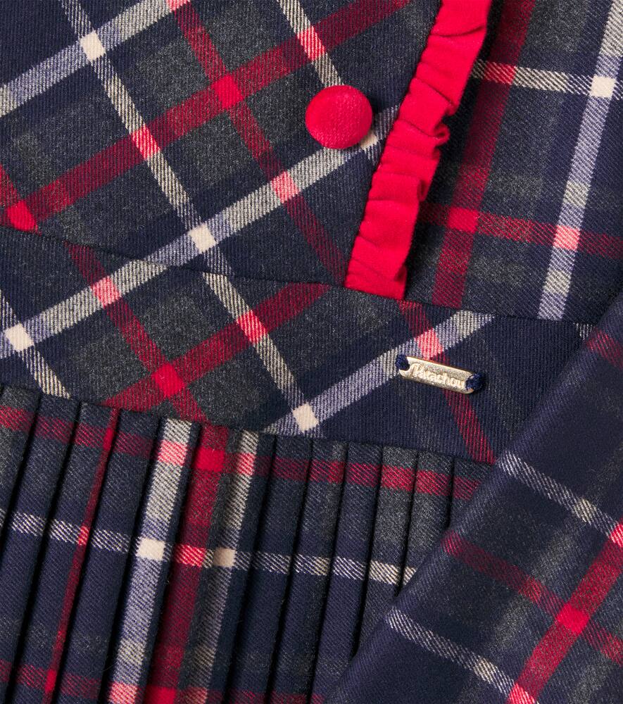 Patachou Plaid Pleated Dress In Blue