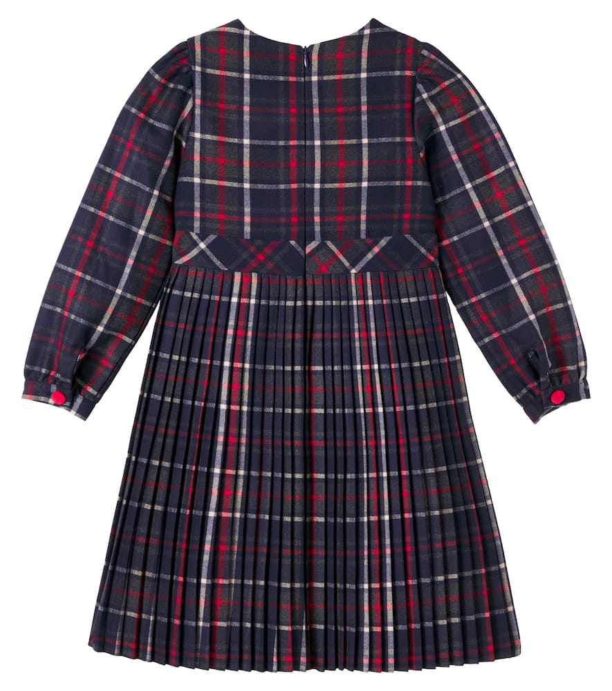 Patachou Plaid Pleated Dress In Blue