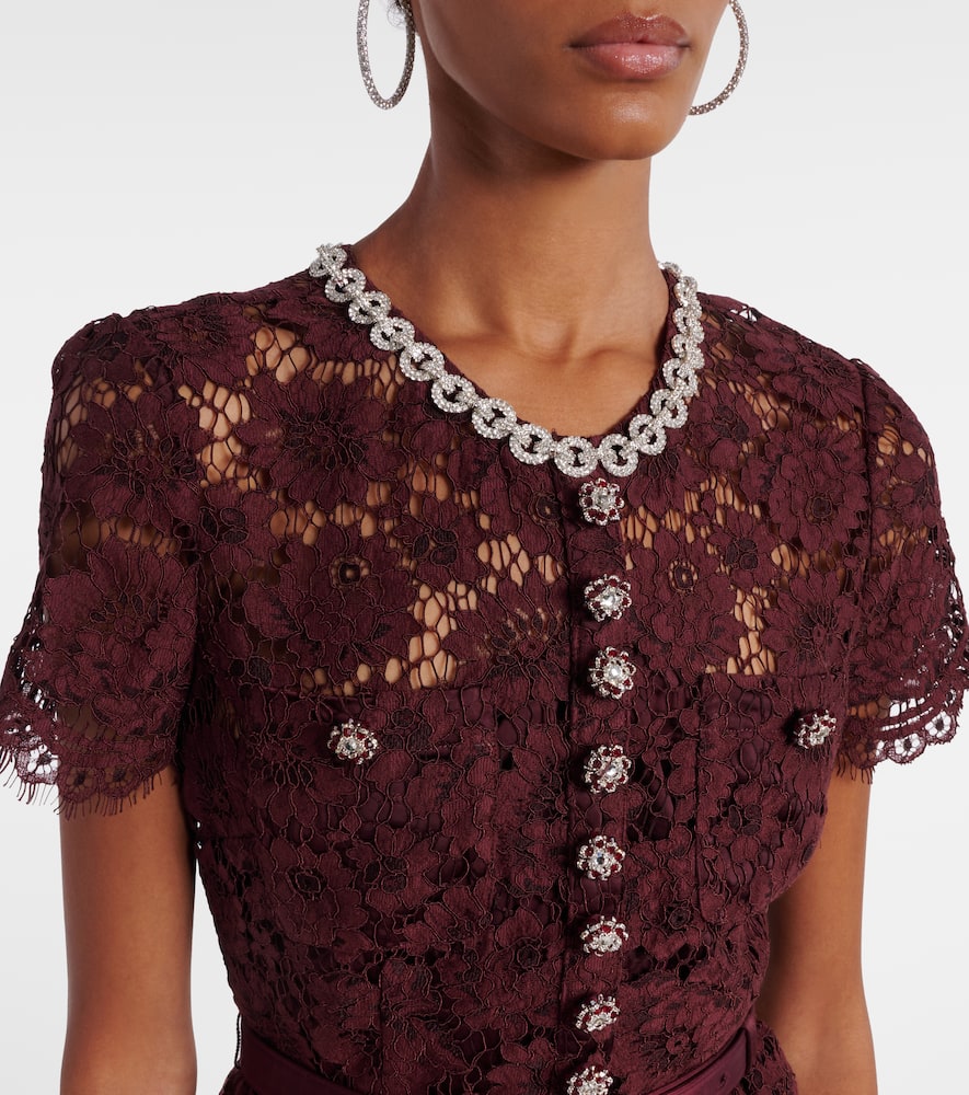 Self-portrait Belted Lace And Satin Maxi Dress In Multi