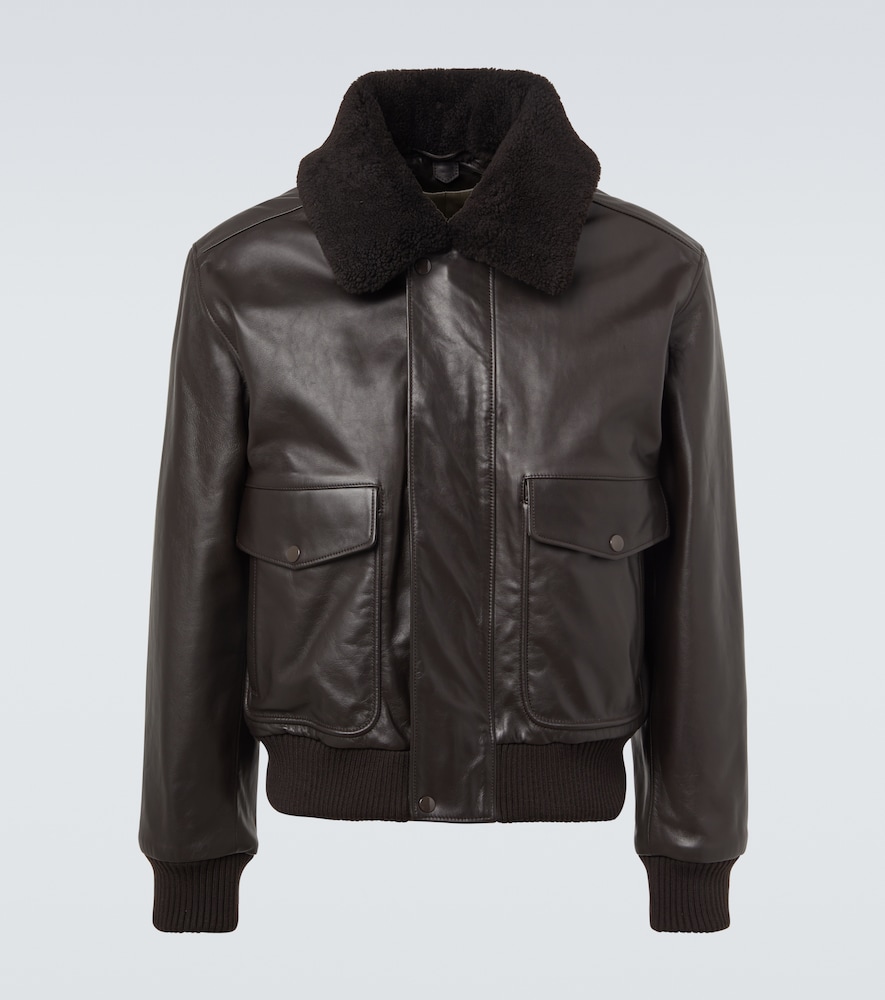 Lemaire Shearling Trimmed Leather Blouson Jacket